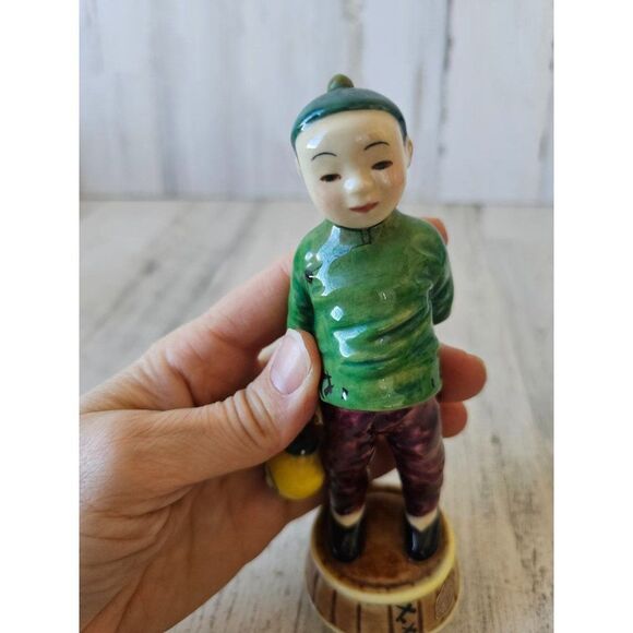 Gort vintage boy CL4820F-Lin Chinese Japanese lantern green figurine statue - Picture 8 of 9
